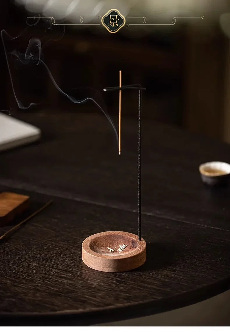 Creative Upside-Down Incense Burner – Wooden Holder & Tray