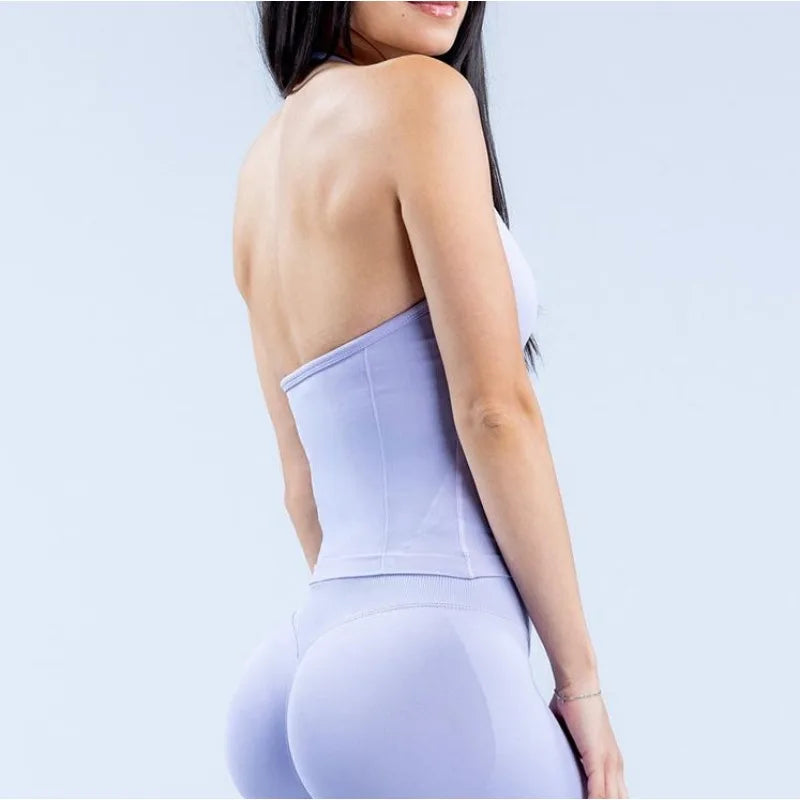 Open Back Halter Sports Bra Tank Top