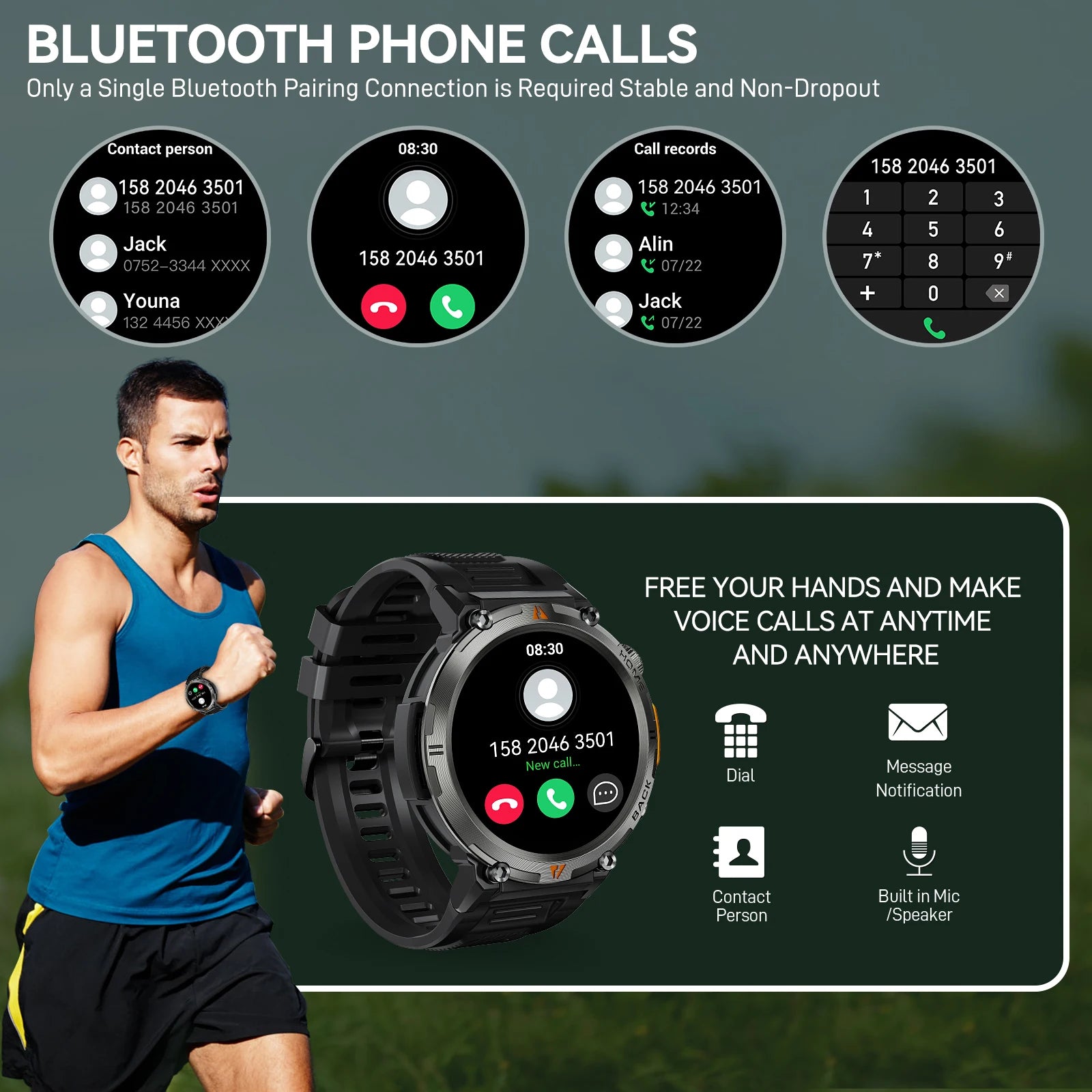 EIGIIS KE3 2024 Smartwatch with Bluetooth Call & Flashlight