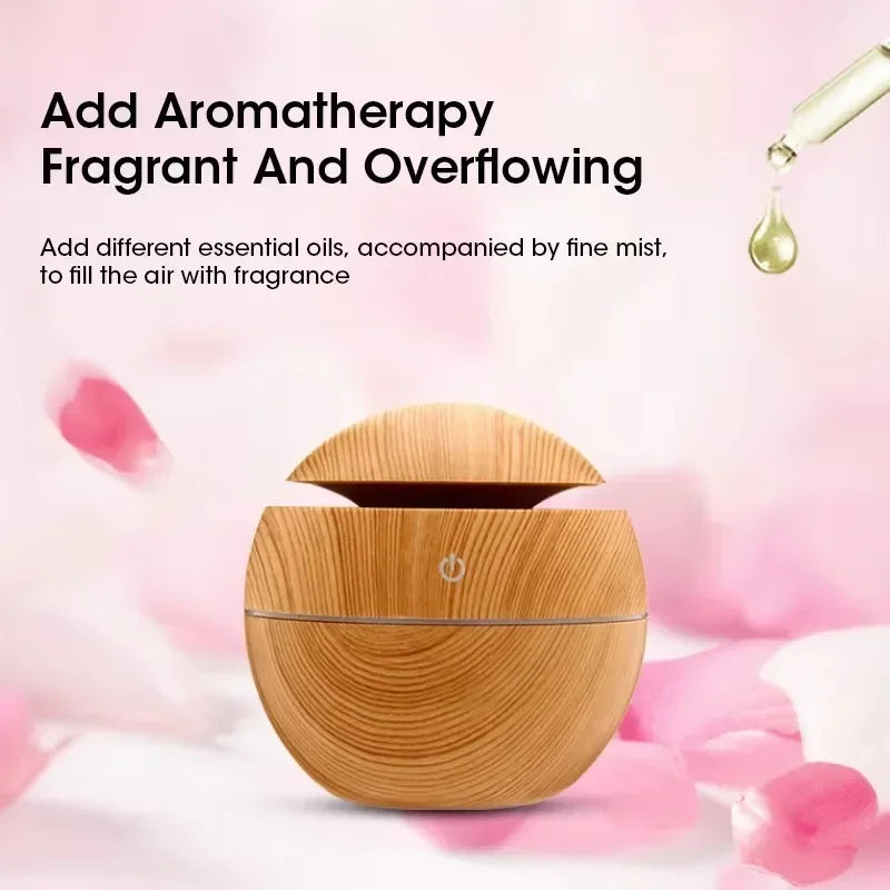 Mini Woodgrain USB Humidifier – Aromatherapy Oil Diffuser