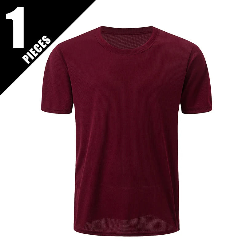 Men’s Waffle Sports Shirt – Short Sleeve Training Tee (1/5 Pcs)