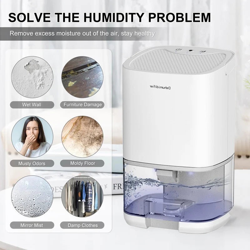 Portable Silent Air Dehumidifier with EU/US Plug