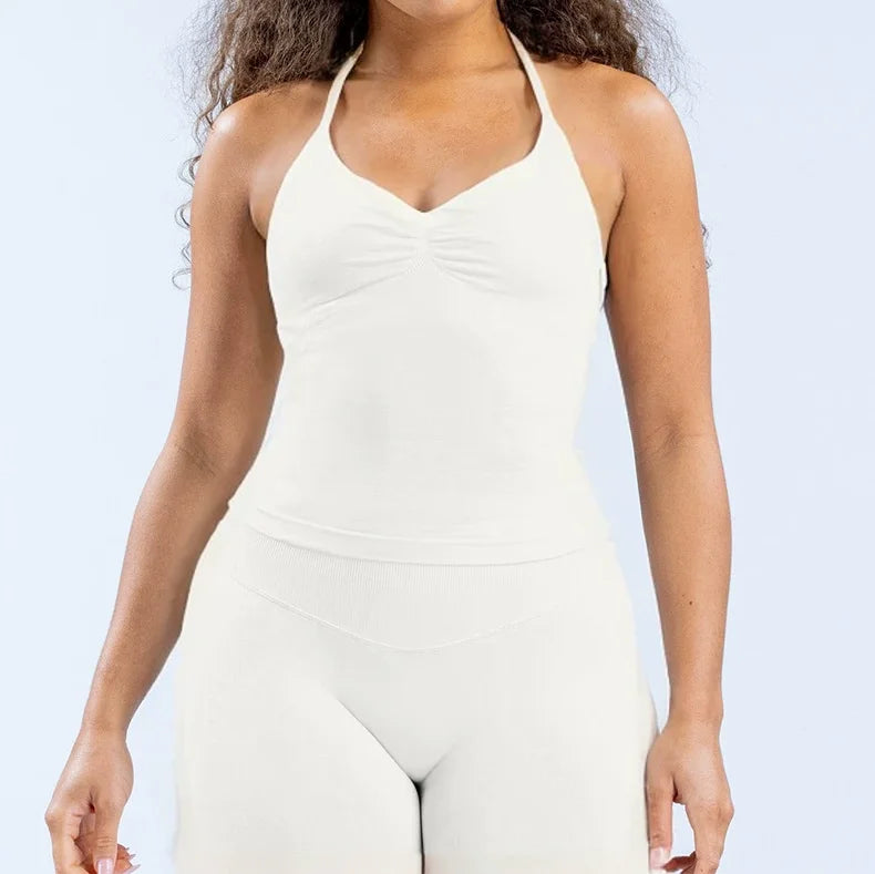 Open Back Halter Sports Bra Tank Top