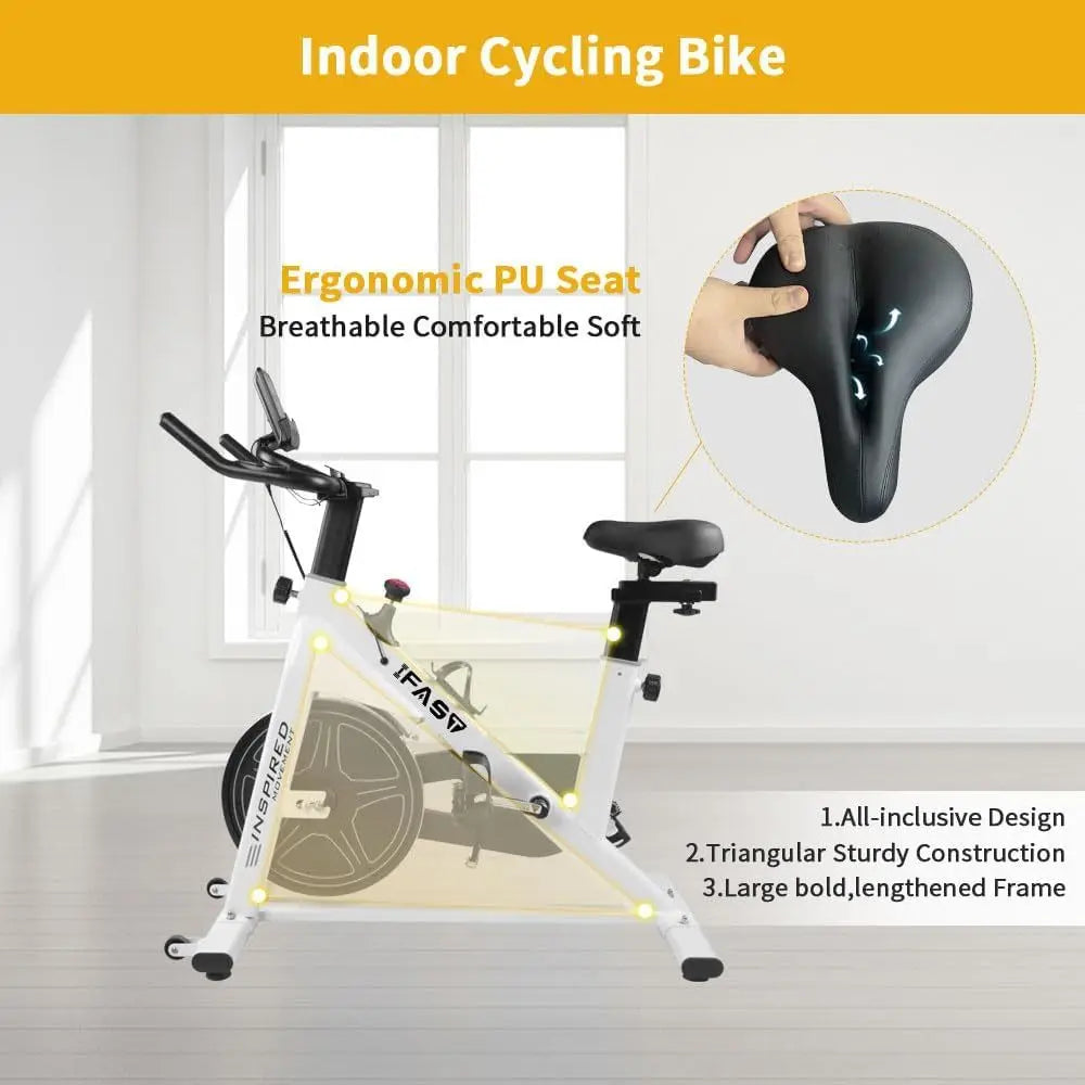 Indoor Stationary Spin Bike with LCD Monitor & Cushioned Seat