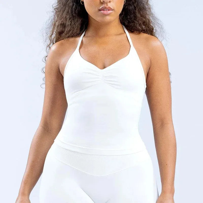 Open Back Halter Sports Bra Tank Top