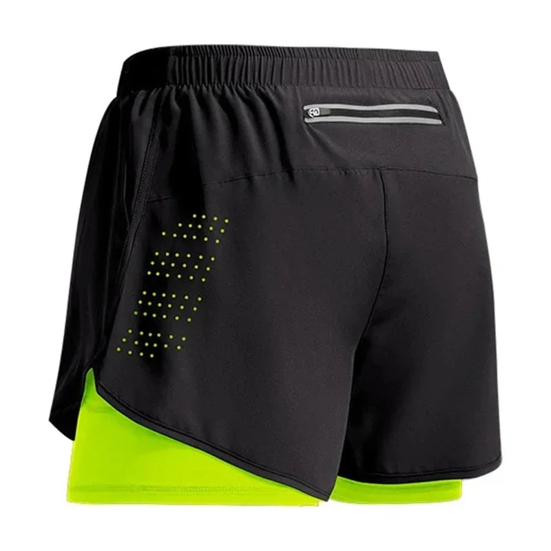 Men’s Double-Layer Running Shorts – Quick-Dry Fitness Workout Pants
