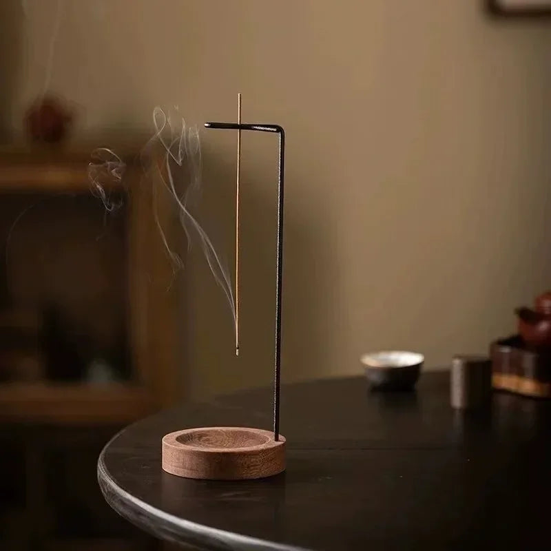 Creative Upside-Down Incense Burner – Wooden Holder & Tray
