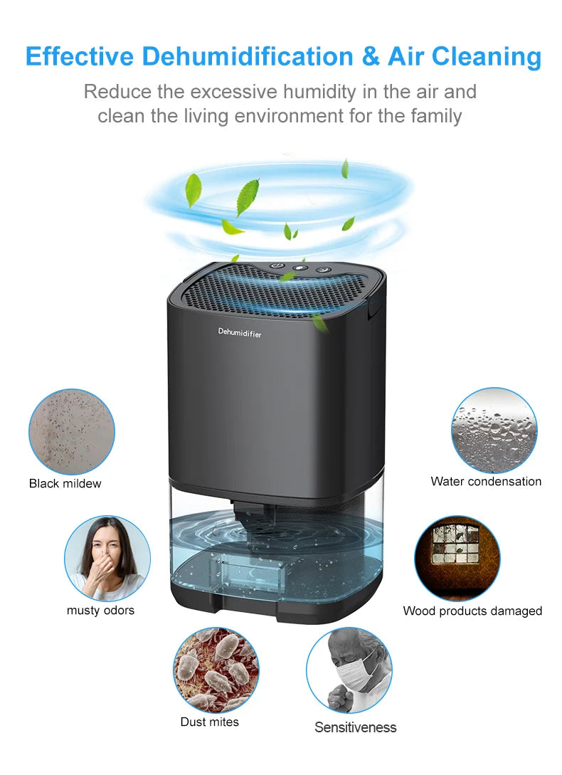 Portable Silent Air Dehumidifier with EU/US Plug