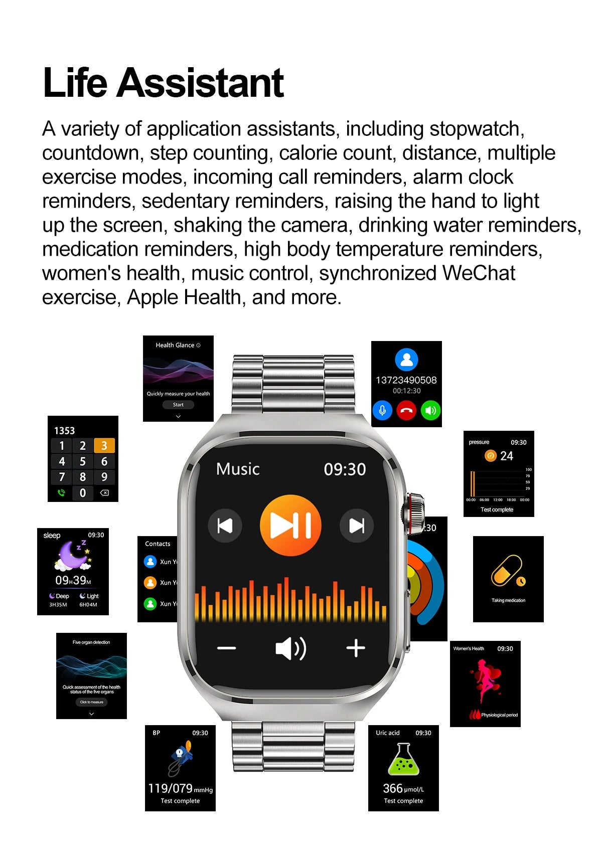 2025 Micro Physical Exam Smartwatch with Uric Acid & Body Fat Monitor