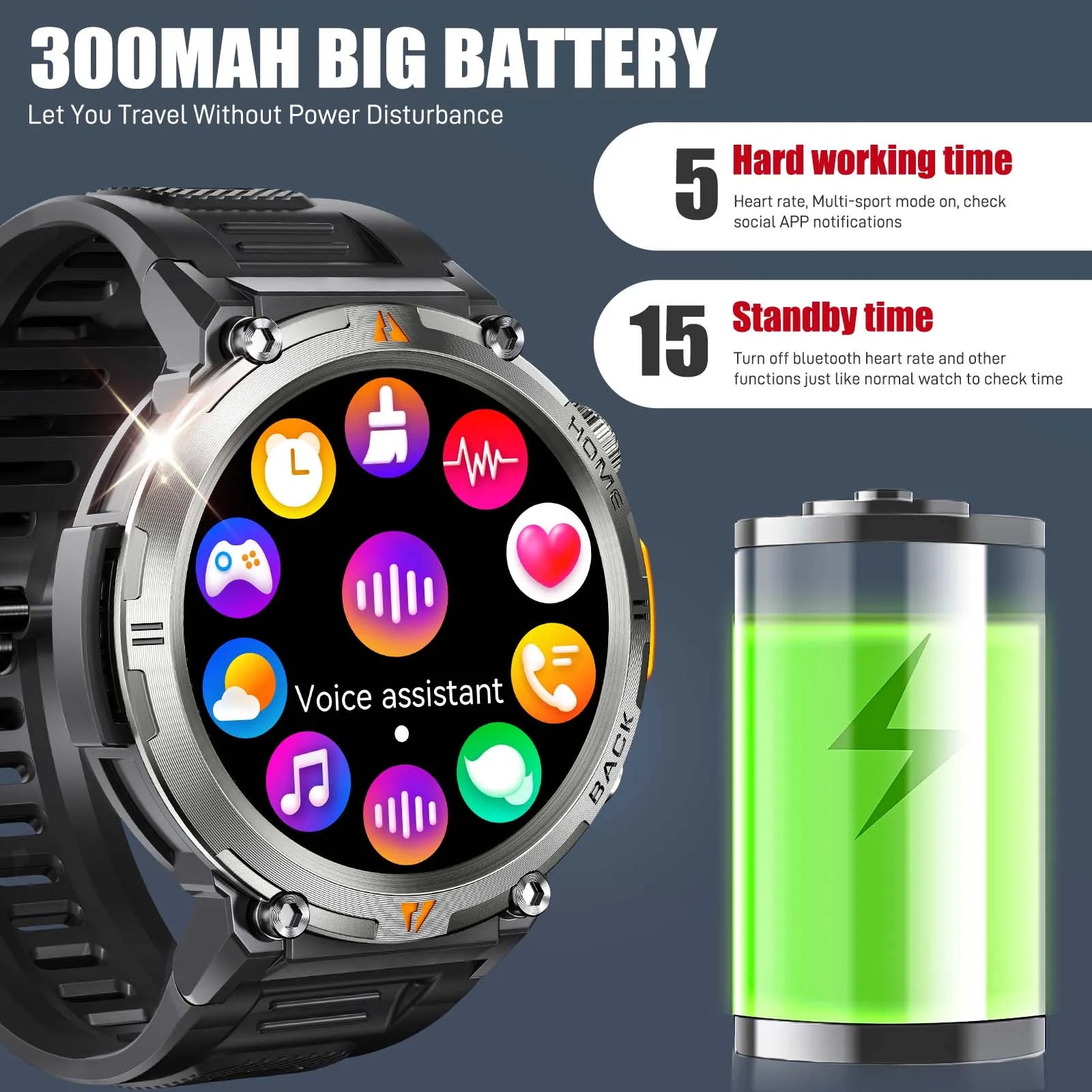 EIGIIS KE3 2024 Smartwatch with Bluetooth Call & Flashlight