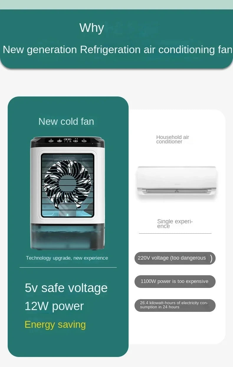 Portable Desktop Air Cooler Fan with Dual Spray & Night Light