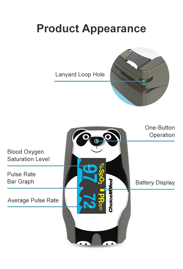ChoiceMMed Pediatric Finger Pulse Oximeter with OLED Display
