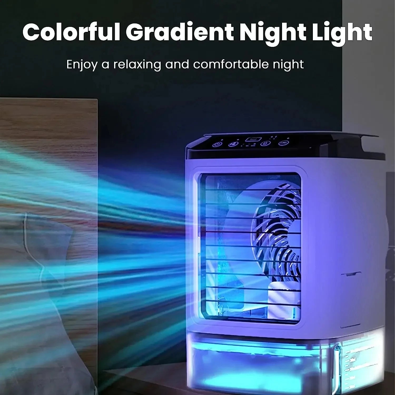Portable Desktop Air Cooler Fan with Dual Spray & Night Light