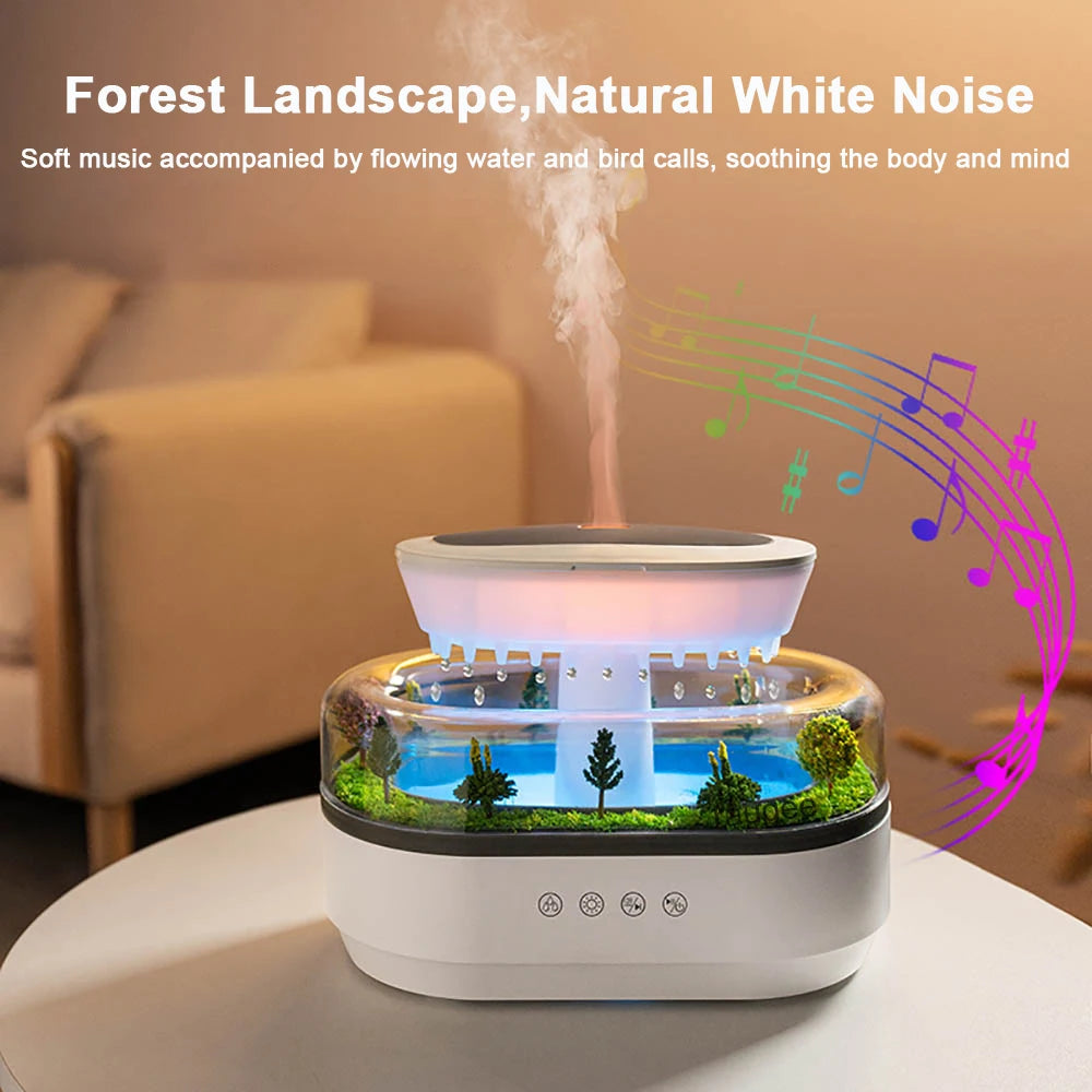 Raindrop Aroma Humidifier & Essential Oil Diffuser with Light & White Noise
