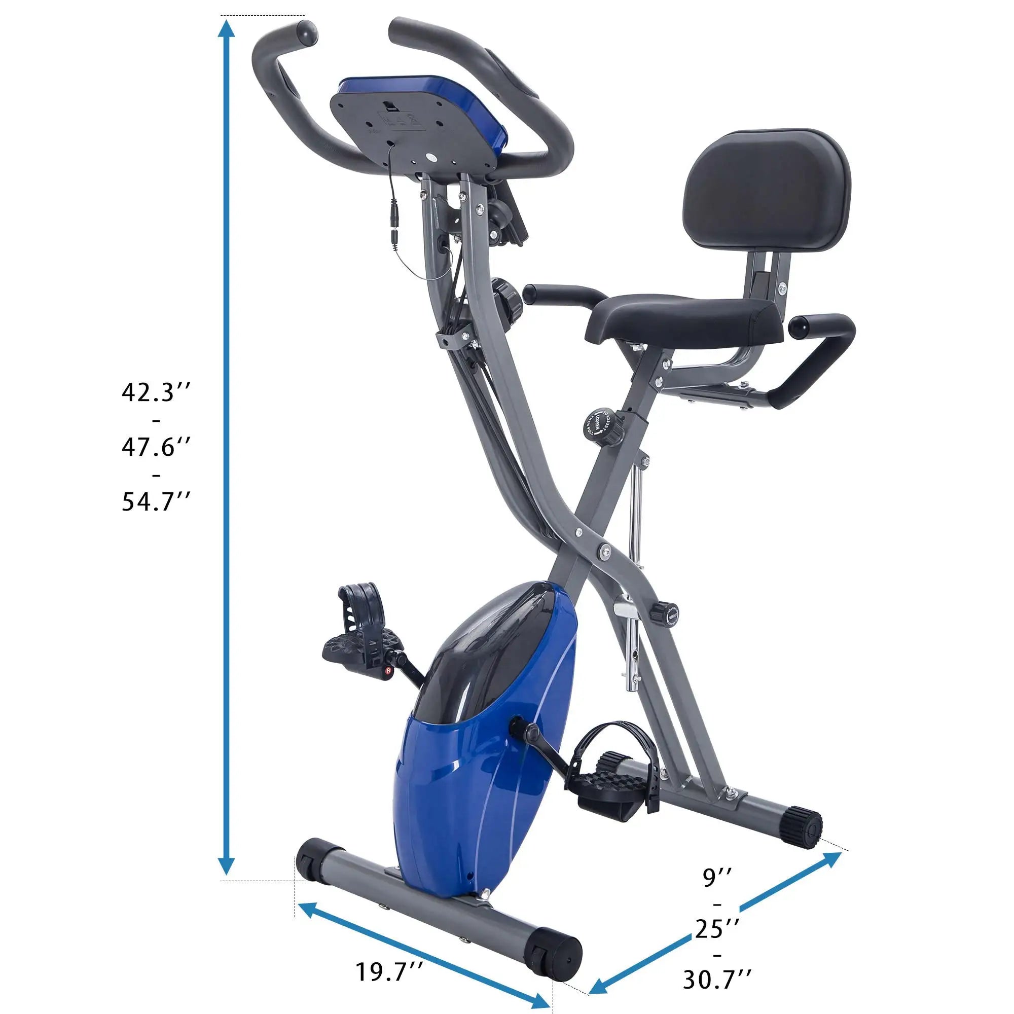 Folding X Exercise Bike with Backrest & Resistance Bands