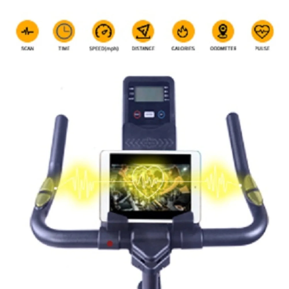 Indoor Stationary Spin Bike with LCD Monitor & Cushioned Seat