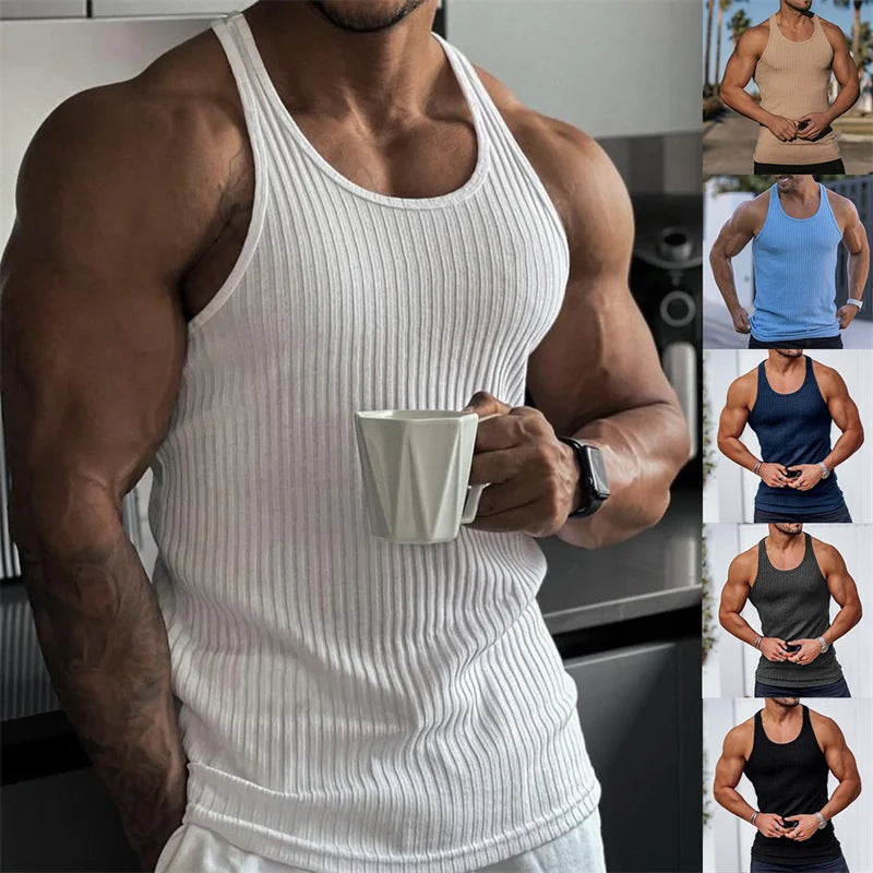 Men's Summer Stripe Gym Tank Top