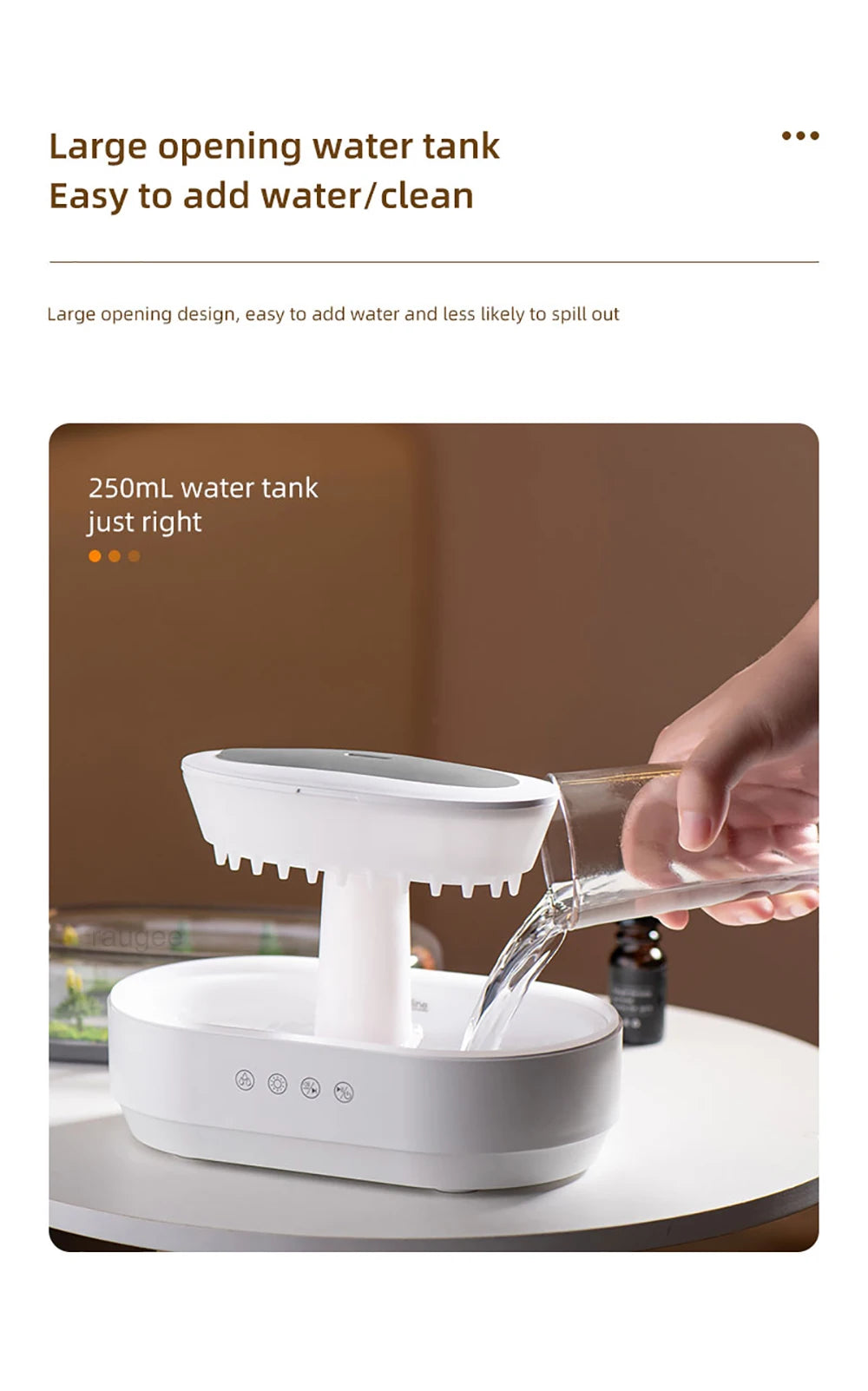 Raindrop Aroma Humidifier & Essential Oil Diffuser with Light & White Noise