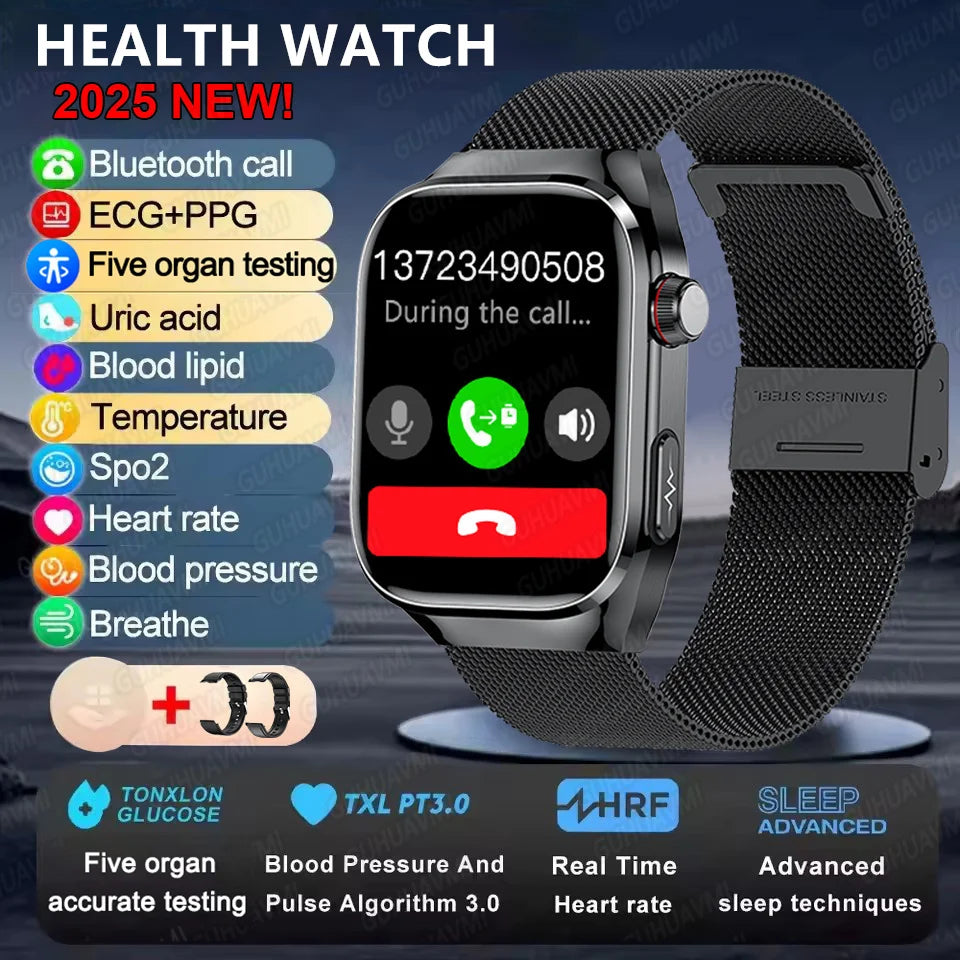2025 Micro Physical Exam Smartwatch with Uric Acid & Body Fat Monitor