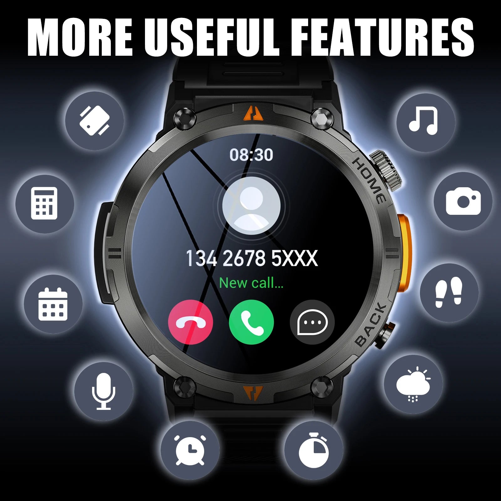 EIGIIS KE3 2024 Smartwatch with Bluetooth Call & Flashlight