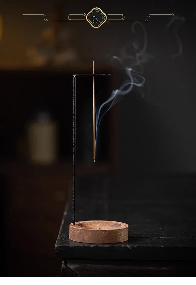 Creative Upside-Down Incense Burner – Wooden Holder & Tray