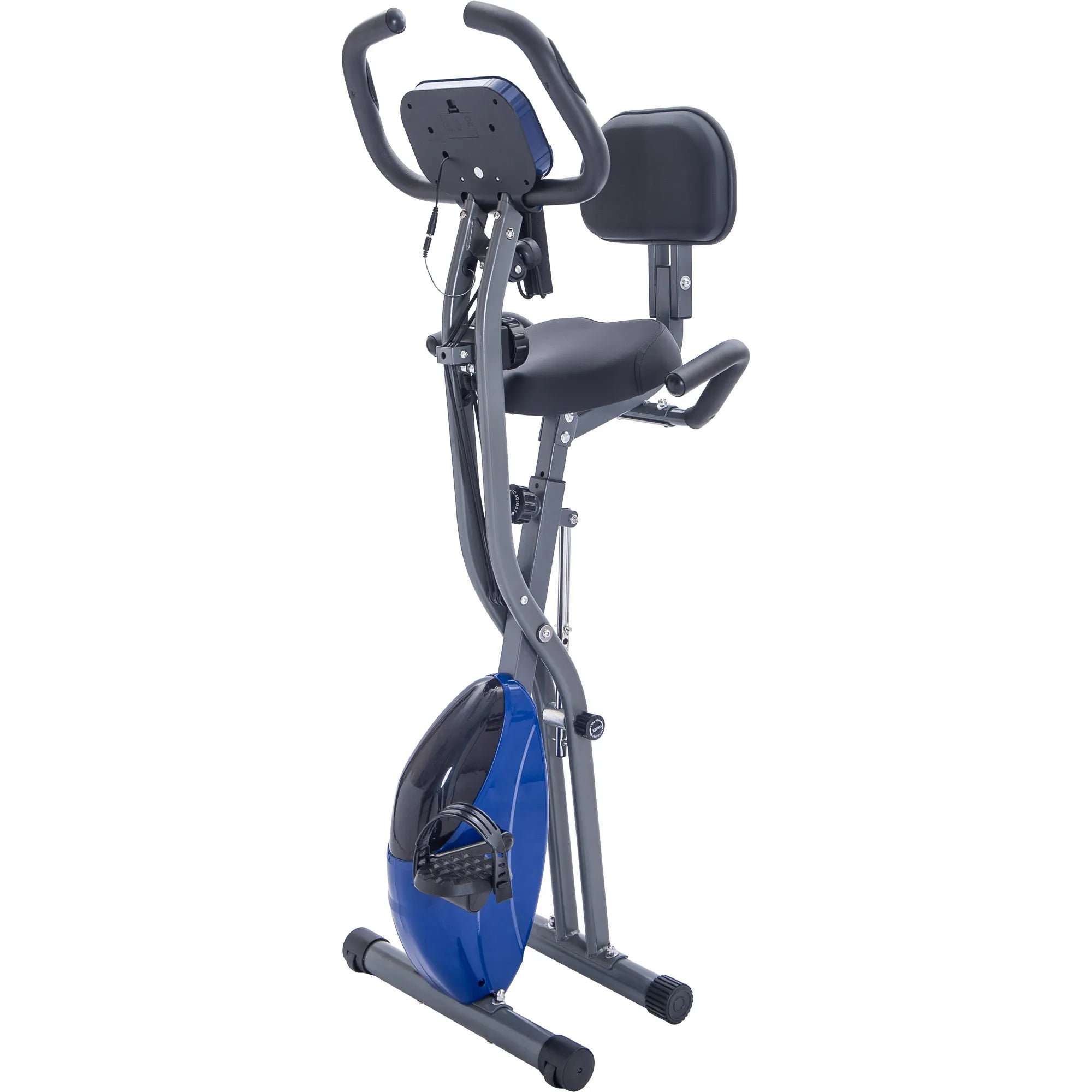 Folding X Exercise Bike with Backrest & Resistance Bands