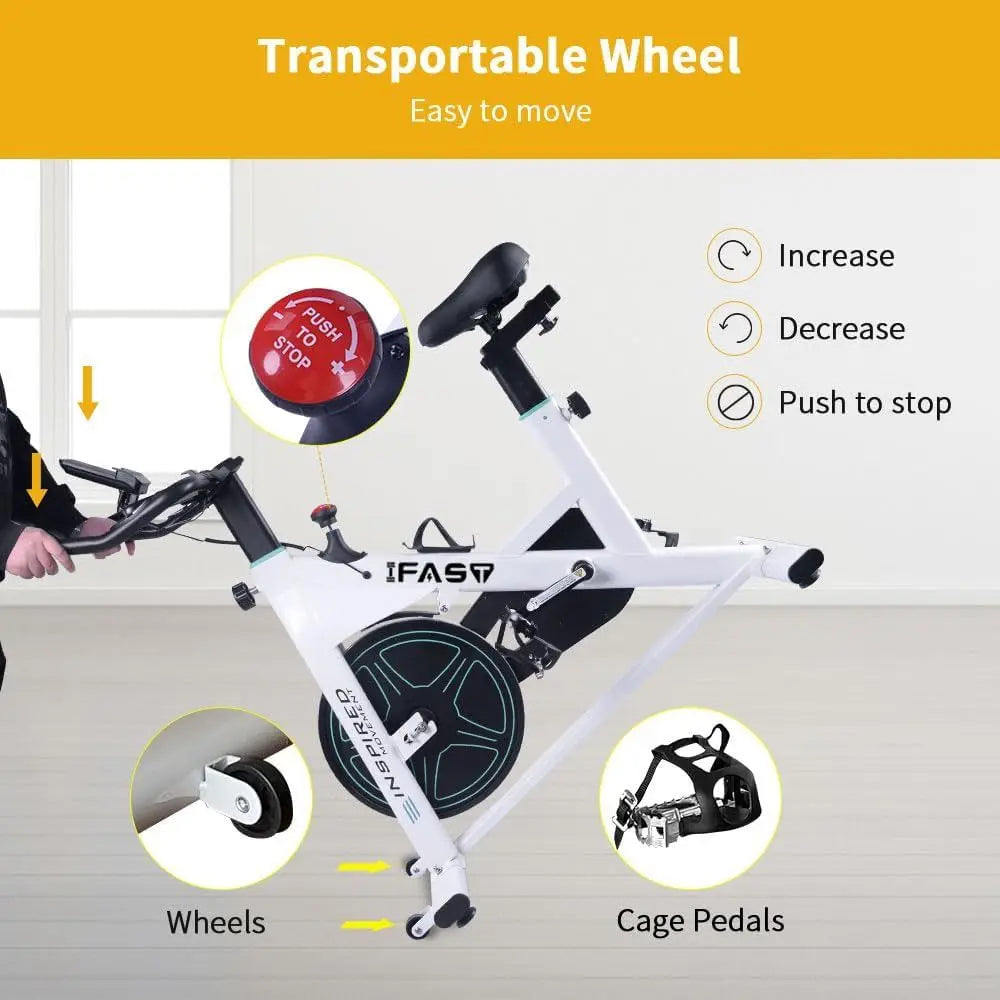 Indoor Stationary Spin Bike with LCD Monitor & Cushioned Seat