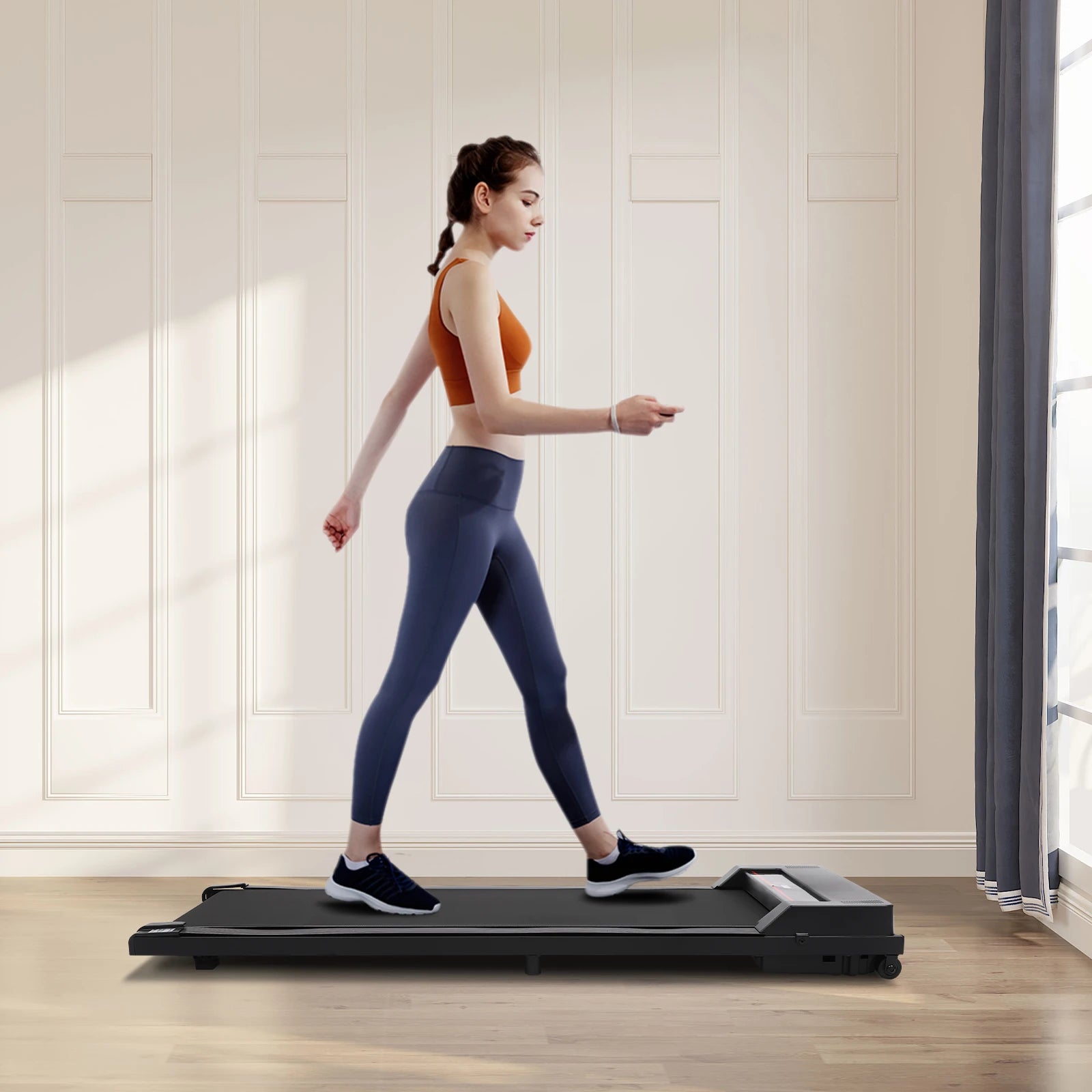 2-in-1 Under Desk Walking Treadmill with Remote & LED Display