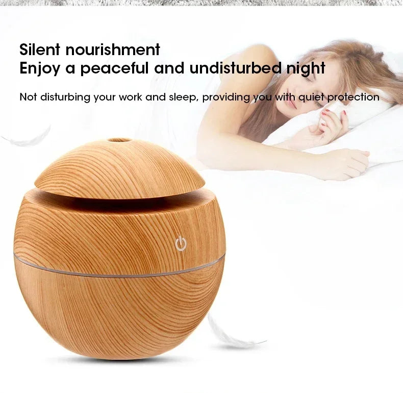 Mini Woodgrain USB Humidifier – Aromatherapy Oil Diffuser