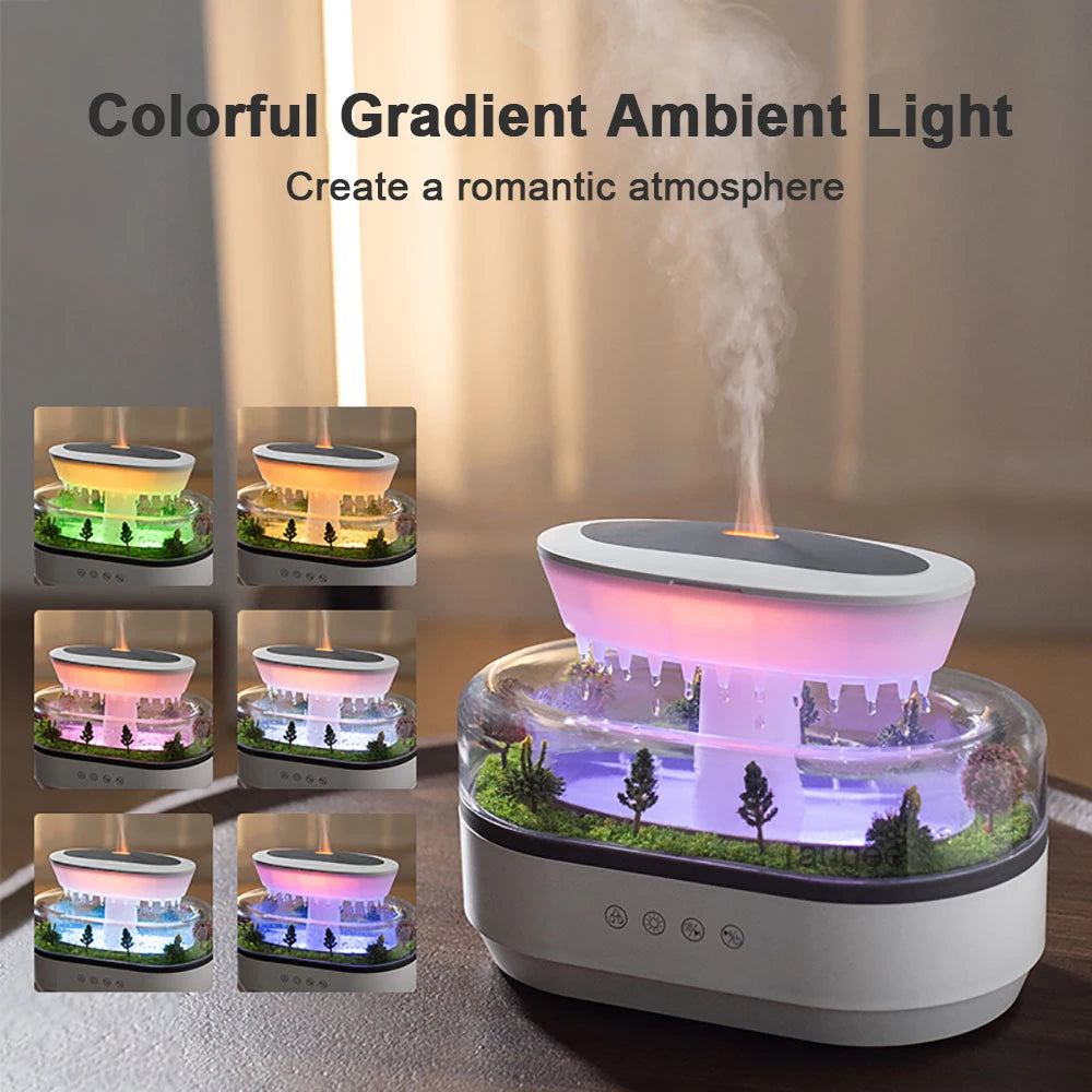 Raindrop Aroma Humidifier & Essential Oil Diffuser with Light & White Noise