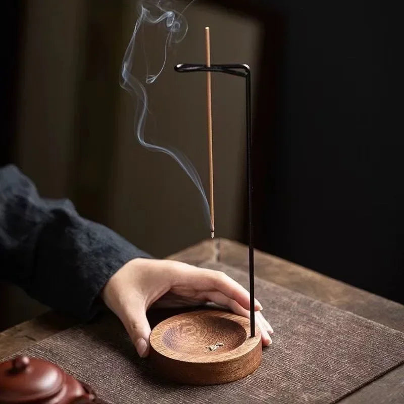 Creative Upside-Down Incense Burner – Wooden Holder & Tray