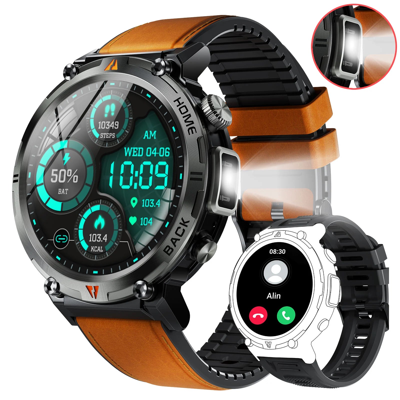 EIGIIS KE3 2024 Smartwatch with Bluetooth Call & Flashlight