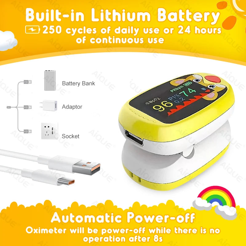 AiQUE Pediatric Finger Pulse Oximeter – Child & Baby SpO₂ Monitor