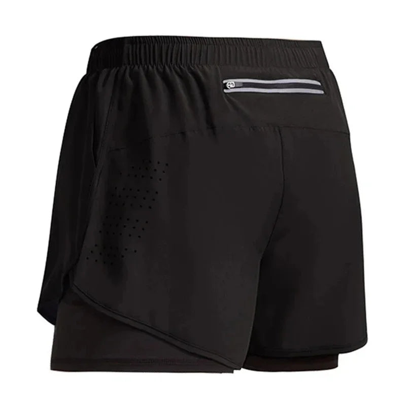 Men’s Double-Layer Running Shorts – Quick-Dry Fitness Workout Pants