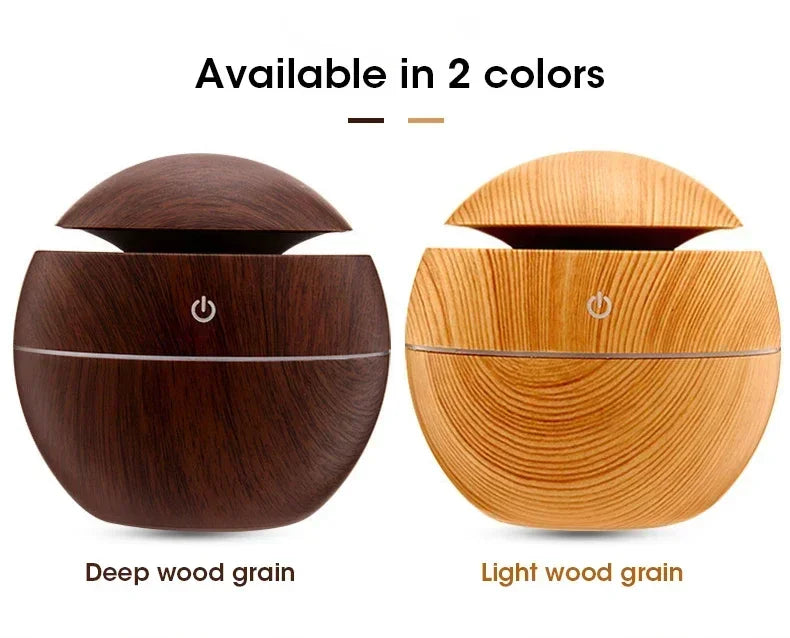 Mini Woodgrain USB Humidifier – Aromatherapy Oil Diffuser