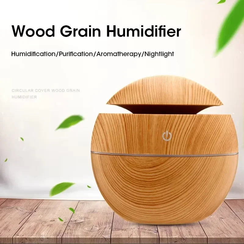 Mini Woodgrain USB Humidifier – Aromatherapy Oil Diffuser