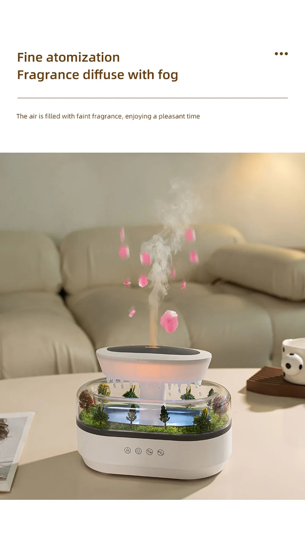 Raindrop Aroma Humidifier & Essential Oil Diffuser with Light & White Noise