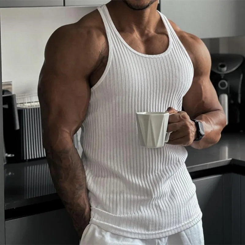 Men's Summer Stripe Gym Tank Top