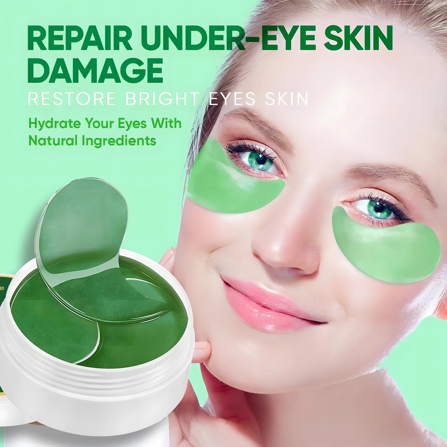 60pcs Seaweed Collagen Eye Masks – Dark Circle & Puffiness Treatment