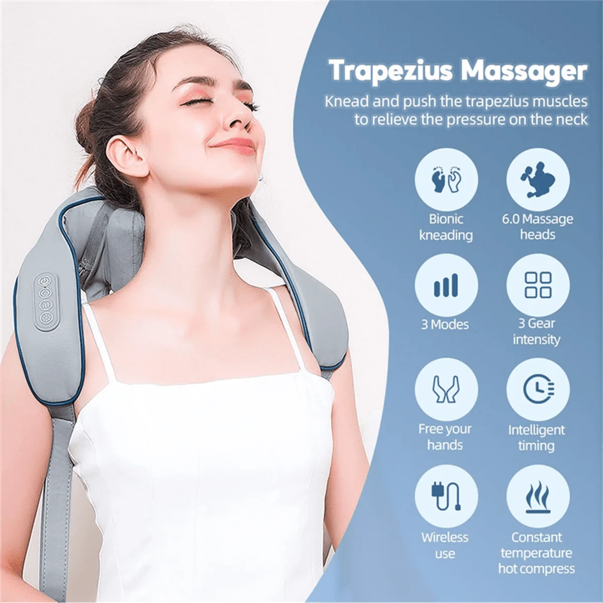 Electric Neck Massager, 3D Deep Tissue Kneading Massage Pillow For Neck, Shoulder, Waist, Legs, Ideal For Home, Office