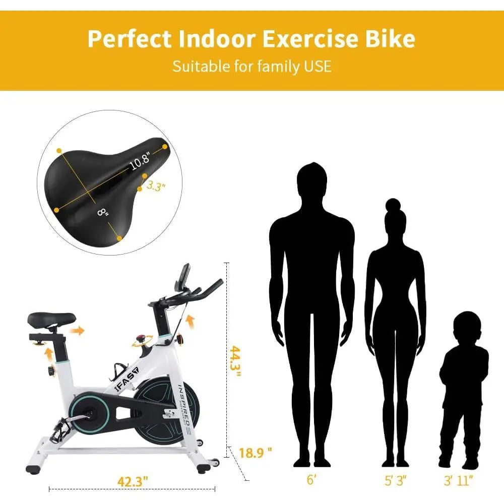 Indoor Stationary Spin Bike with LCD Monitor & Cushioned Seat