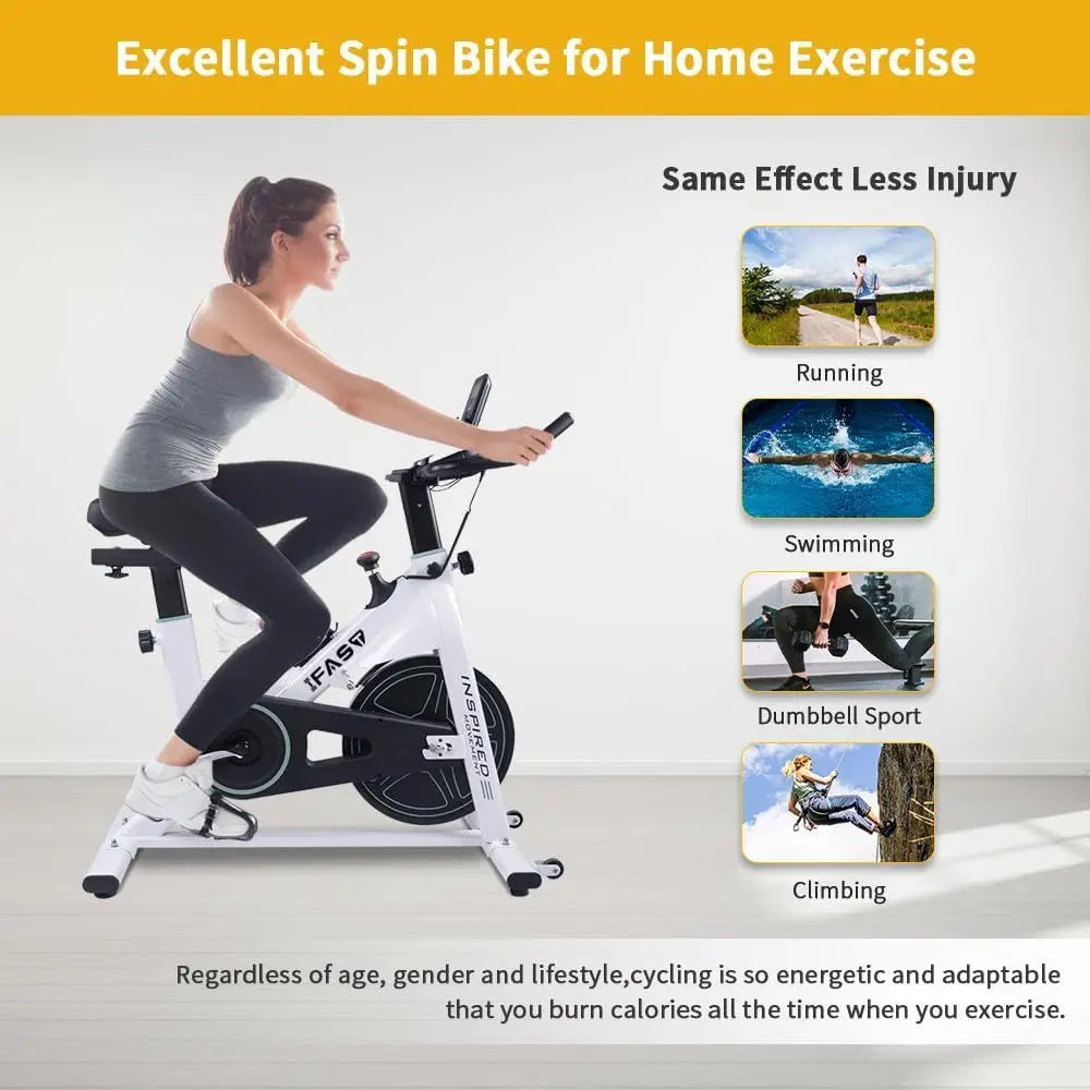 Indoor Stationary Spin Bike with LCD Monitor & Cushioned Seat