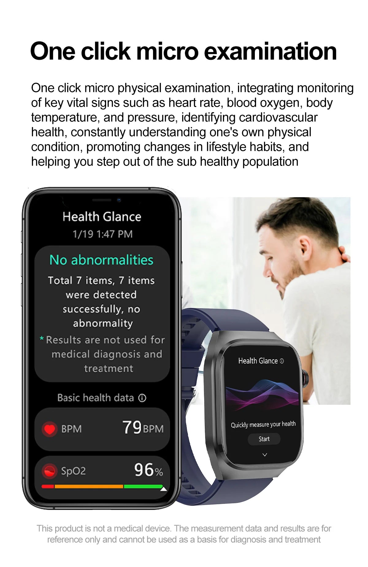 2025 Micro Physical Exam Smartwatch with Uric Acid & Body Fat Monitor