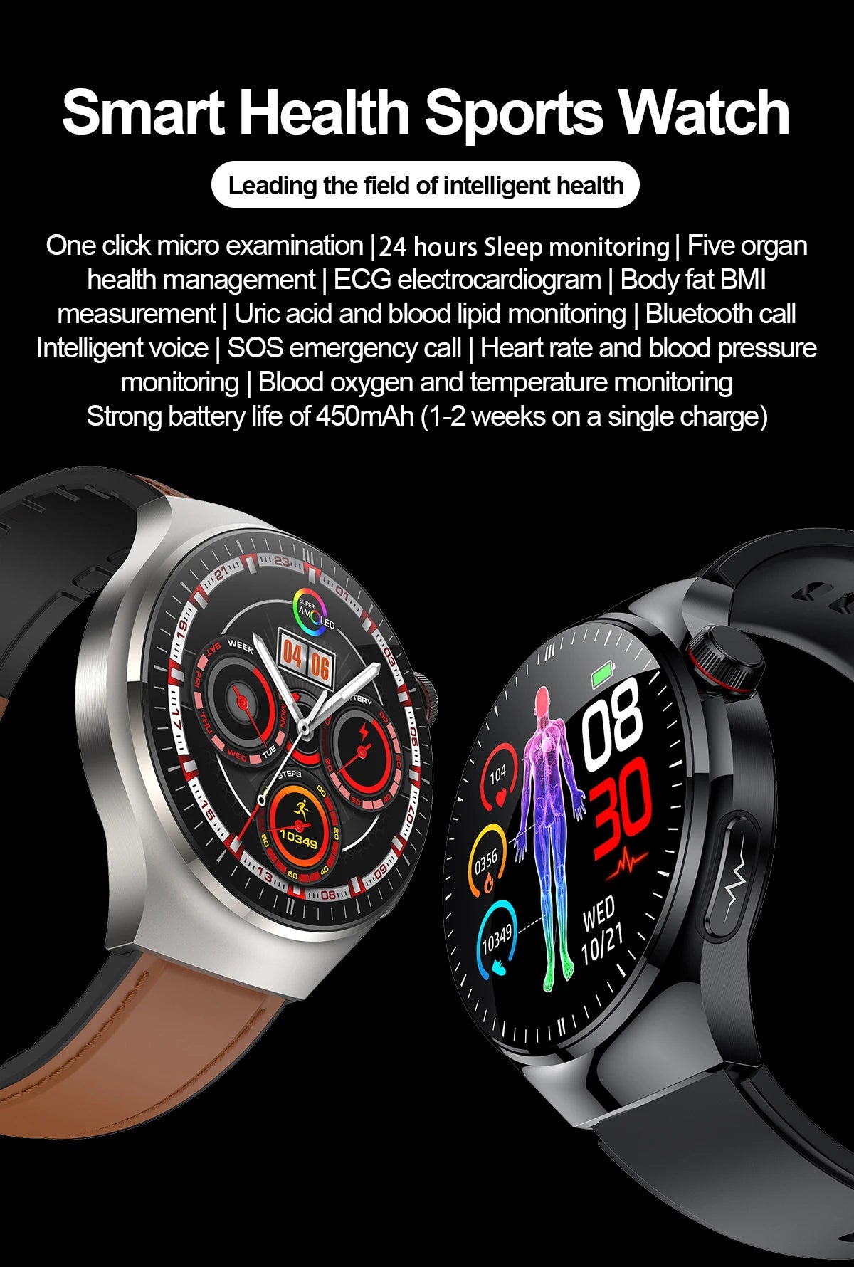 2025 Nursing-Grade Health Smartwatch with ECG, PPG & Bluetooth Call