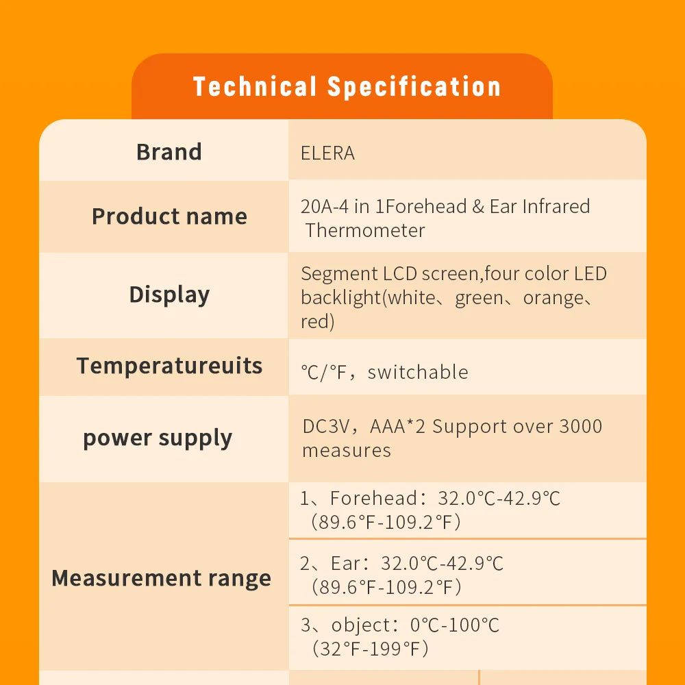 ELERA Infrared Digital Thermometer – Forehead & Ear, No-Contact