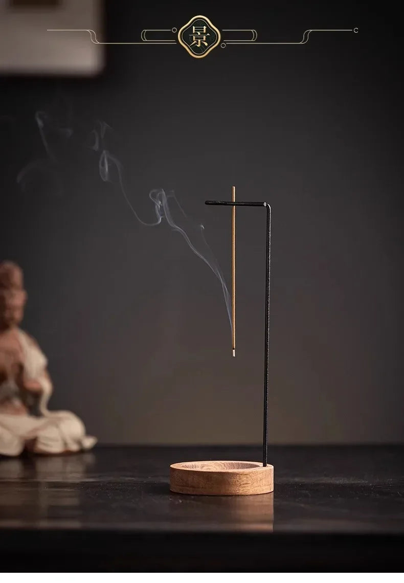 Creative Upside-Down Incense Burner – Wooden Holder & Tray