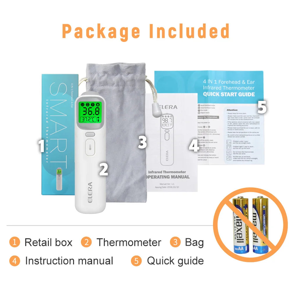 ELERA Infrared Digital Thermometer – Forehead & Ear, No-Contact