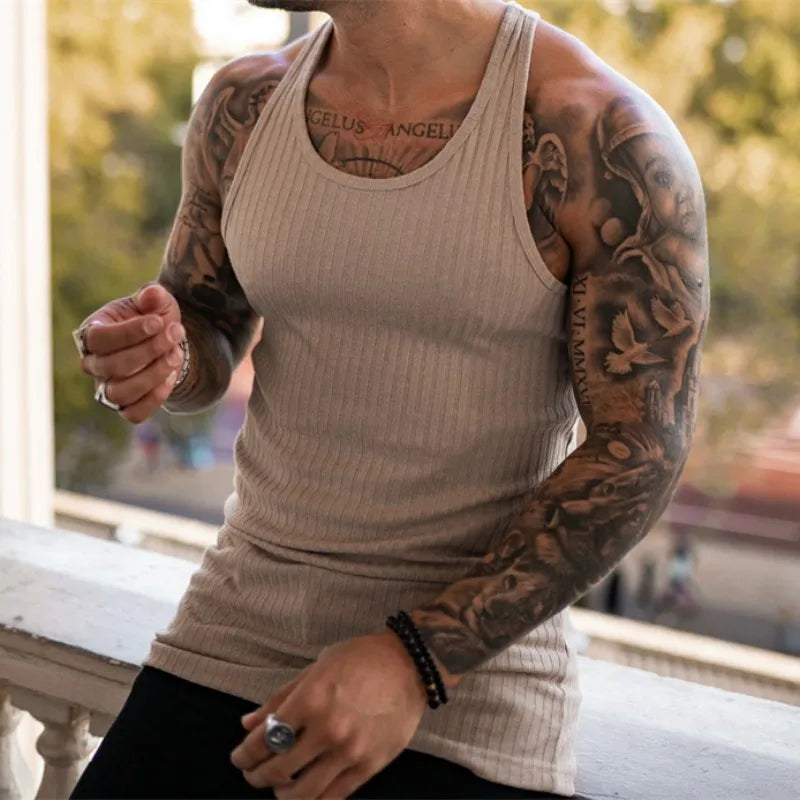 Men's Summer Stripe Gym Tank Top