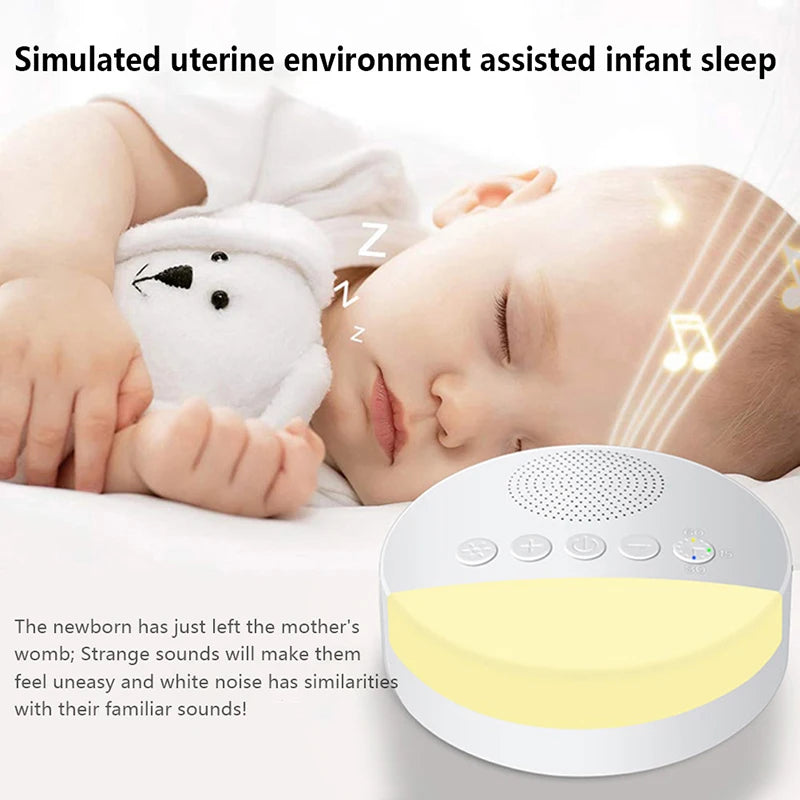 USB Rechargeable Baby White Noise Machine with Night Light & Timer