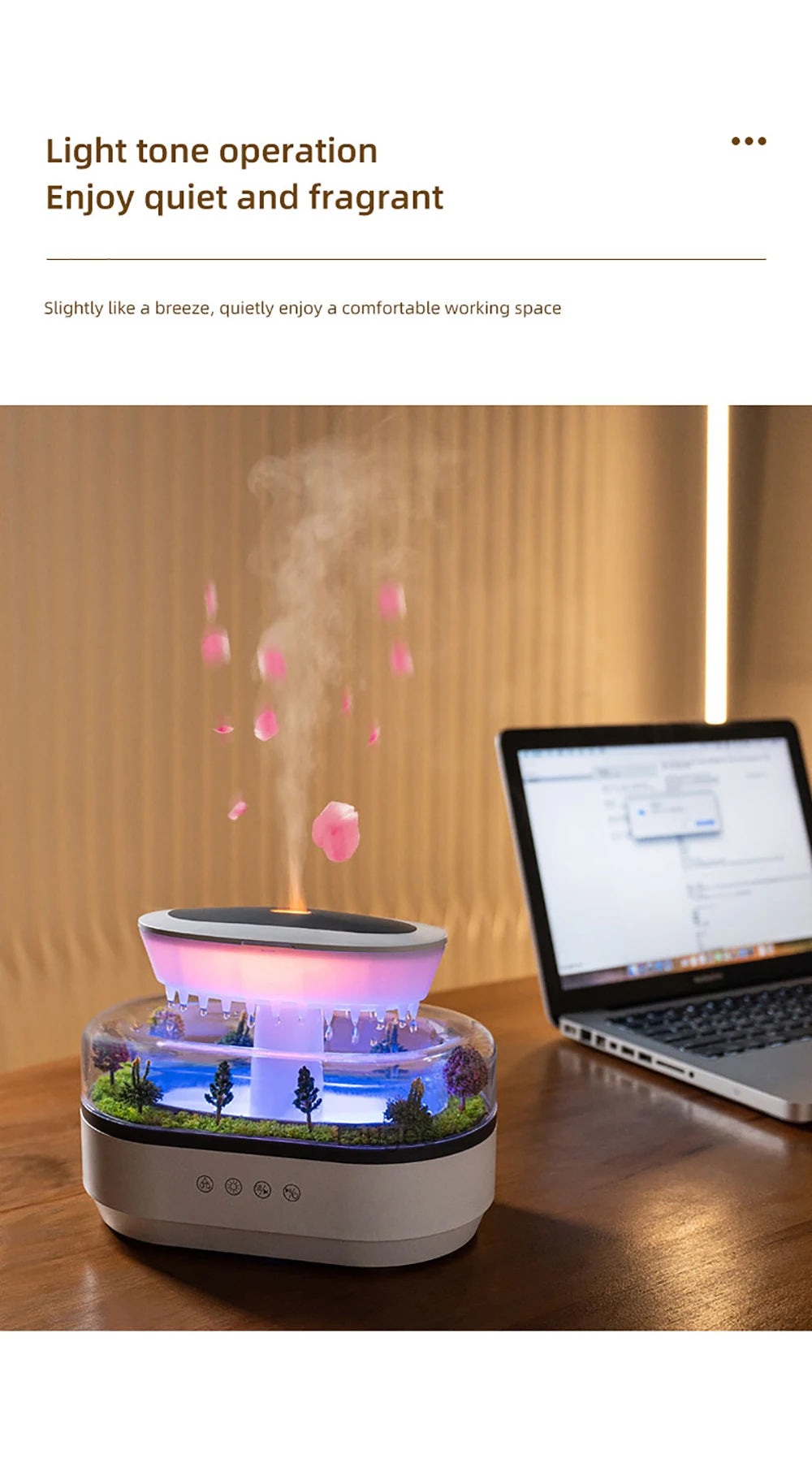 Raindrop Aroma Humidifier & Essential Oil Diffuser with Light & White Noise